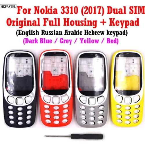 HKFASTEL Original housing keyboard For Nokia 3310 2017 Dual SIM New original Full Complete Mobile Phone Cover Case With Keypad