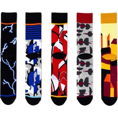 Leopard, Coffee Luo Kou, Black Luo Kou, lightning, building personality creative, long cotton socks C62