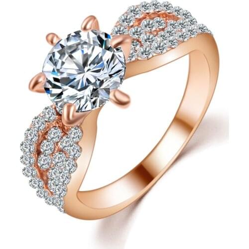 Best-selling new six claw zircon ring women fashion alloy ring luxury temperament wild simple ring high-end fashion jewelry