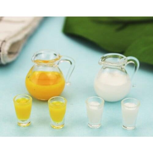 1:12 /1:6 Dollhouse Miniature Scene Mode Mini Juice/milk Set Pretend Play Toy Simulation Doll House Accessories Kids Toy Decor