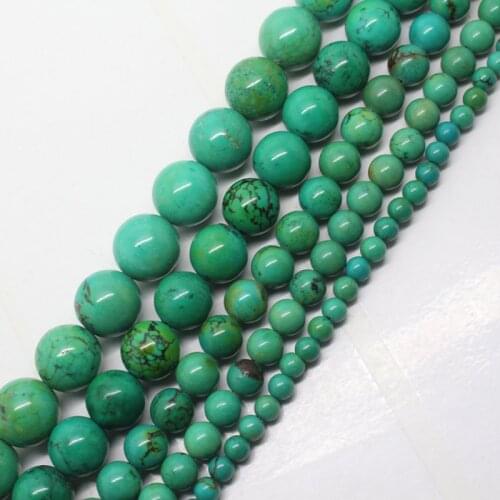 Mini. order is $7! 4-12mm Natural old Turquoises Round Loose Beads 15"
