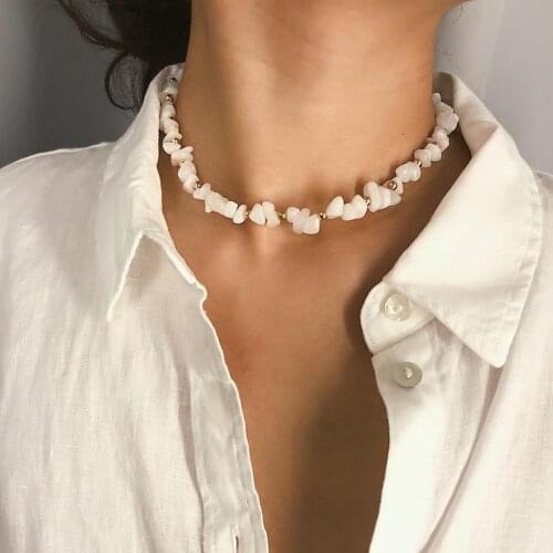 Bohemian Summer Beach Women Irregular Stone Beaded Choker Necklace Jewelry trendy