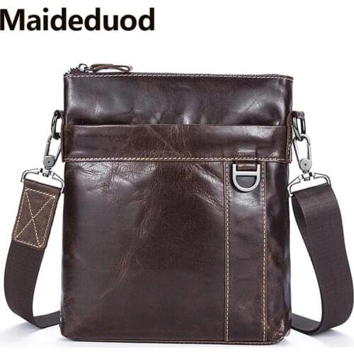 Maideduod Fashion Leather men shoulder bag with 100% genuine leather men messengers bag of cow leather men crossbody bags 9010
