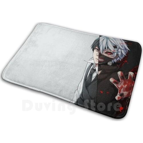 Tokyo Ghoul Soft Non-Slip Mat Rug Carpet Cushion Black Hair Blood Boy Cuffs Heterochromia Kagune Tokyo Ghoul Ken Kaneki