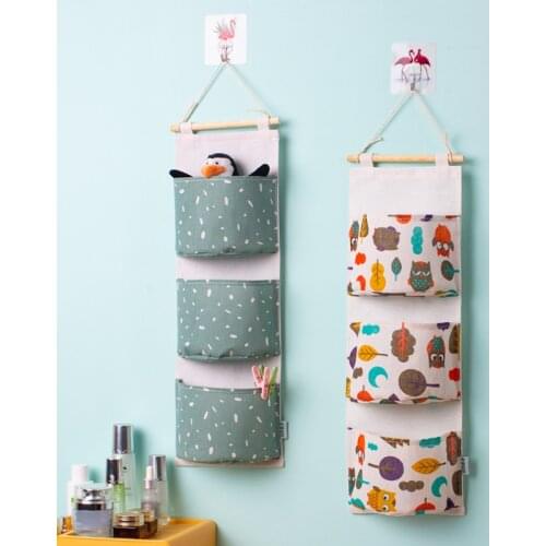 2Pcs Cartoon Wall Hanging Storage Bag, Over The Door Organizer, 3/5/7 Pockets Save Space Hanging Storage Bag for Home Bedroom