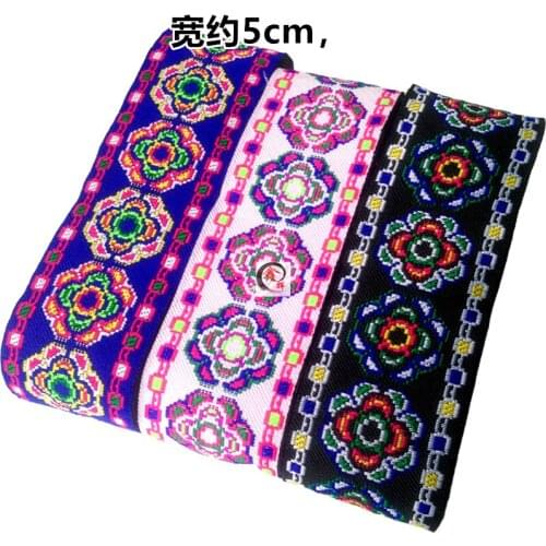 NEW Diamond flower 50MMX8yard Handmade embroidery lace woven Jacquard Ribbon Trims Flowers Design For Clothing Straps
