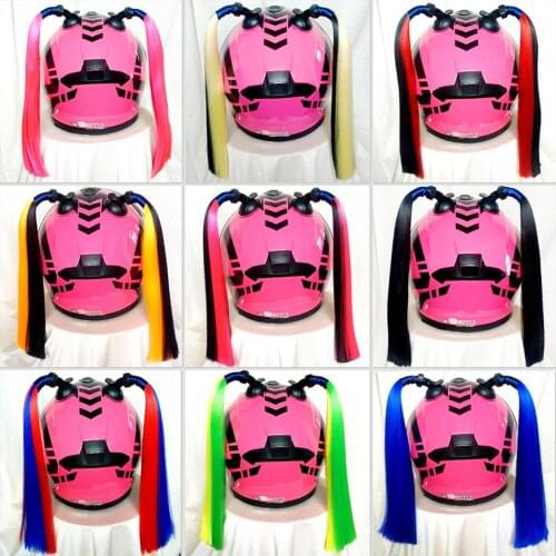 2Pcs Helmet Pigtail Motorcycle Helmet Ponytail Bicycle Helmet Wig Hair Tails 35cm