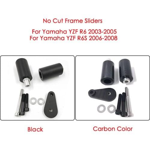 MTCLUB No Cut Frame Sliders Crash Falling Protection for For Yamaha YZF R6 2003 2004 2005 also Fit YZF R6S 2006 2007 2008