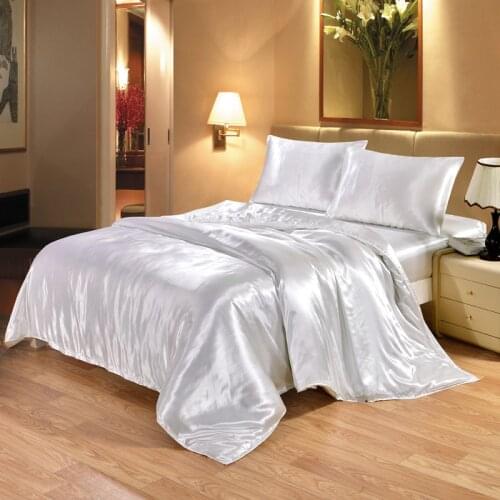 Satin Bedding Duvet Covers Queen Size White Black Duvet Insert Twin Set Bedding Comforter Cover with Corner Ties Zipper Closure