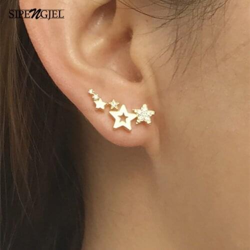 SIPENGJEL Fashion Elegant Simple Star Crystal Ear Cuff Earrings For Women No Piercing Female Earring Jewelry Girls Gifts 2021