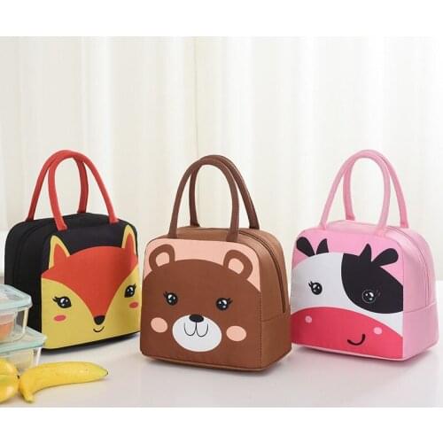 Cartoon Animal Insulated Lunch Bag For Kids Camping Picnic Children Portable Travel Waterproof Breakfast Drink Cooler Bag