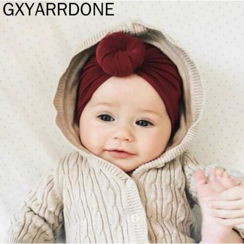 1pc Baby Girl Solid Colored Donut Hats BeBes Newborn Head Turban Hood Knotted Cap Hat Unisex Cotton Soft Head Hoop Infant Beanie