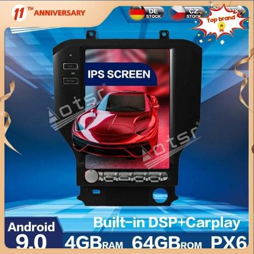 Vertical Tesla Style Android 9.0 Car Radio GPS Navigation Multimedia For Ford Mustang 2015+ Voice control Built-in CARPLAY DSP