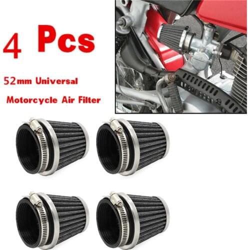 4Pcs 52mm Inlet Cold Air Intake Tapered Air Filters Cleaner for Motorcycle Racer For Kawasaki For Suzuki For Yamaha XJ600