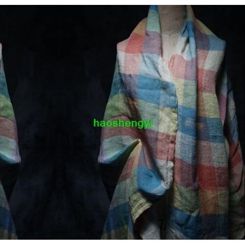 High-quality linen square checkered texture yarn designer fabric/half rice price