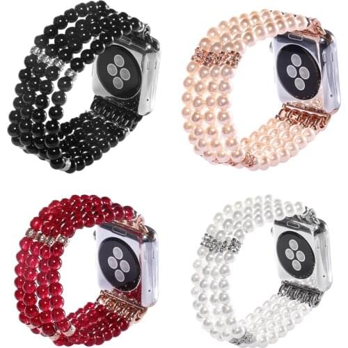 Womens Beads Stretch Bracelet For Apple Watch Band Series 1 2 3 4 5 Jewelry Wrist Strap for iWatch 40mm 44mm 42mm 38mm