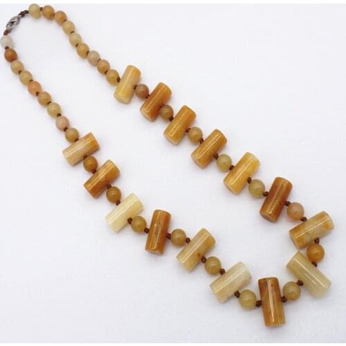 1 Strand 20x10mm Wholesale Natural Yellow Aventurine Cylindrical Pendant Necklace Jewelry Ornaments 16.5inch S229
