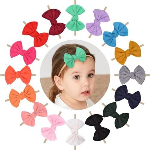 1Piece Hot Sale Solid Colors Cotton Hair Bows Baby Headband Soft Headwrap For Girls Children Samll Bowknot Kids Hair Accessories