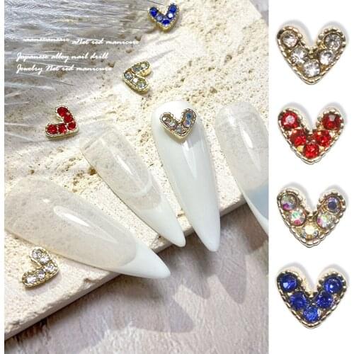 10Pcs Nail Art Love Alloy Flat Bottom Drill 3D Nail Art Decorations Peach Heart Nail Ornaments DIY Nail Rhinestones Manicure