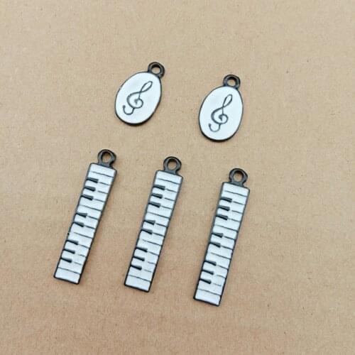 10pcs/pack Note Piano Key Enamel Charms Pendant Musical Findings Charms DIY Earring Bracelets Necklace Jewelry Accessory YZ198