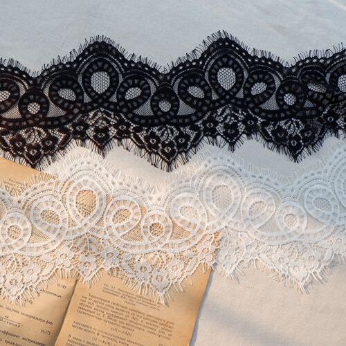 2.9- 3meter/pcs 1pcs/lot 13-14cm Headdress Accessories Eyelash Lace Trim Black /white Soft Skirt Dress Wedding Accessory X397