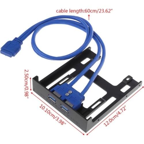 20 Pin 3.5" Floppy Bay Front Panel 2 Ports USB 3.0 Expansion Adapter Connector Drop Shipping Support