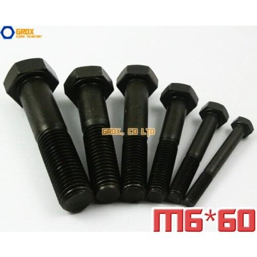 20 Pieces M6 x 60mm 12.9 Grade Alloy Steel Hexagon Bolt Hex Head Screw