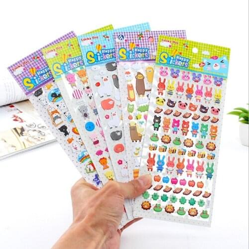 20packs Wholesale Cute bubble 3D animal stickers PVC Stationery DIY Diary Scrapbook phone decoration 24*10CM