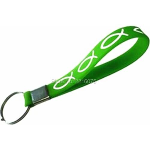 300pcs keyring fish keychain silicone wristband rubber bracelets free shipping by DHL express