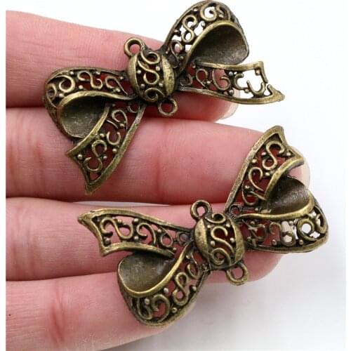 42x25mm 4pcs Antique Bronze Plated Bow Tie Handmade Charms Pendant:DIY for bracelet necklace-Q2-32