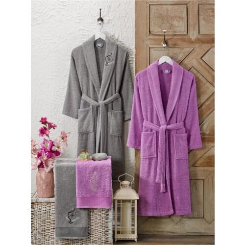 Havlulu Bathrobe 4 PCS Set MADE IN TURKİYE