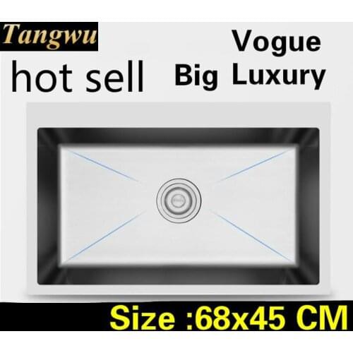 Free shipping Home vogue big kitchen manual sink single trough high quality do the dishes durable 304 stainless steel 68x45 CM