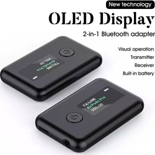 OLED Screen 2 In 1 Wireless Bluetooth 5.0 Receiver Transmitter Adapter For Car Music Audio Aux A2dp Headphone Reciever Handsfree