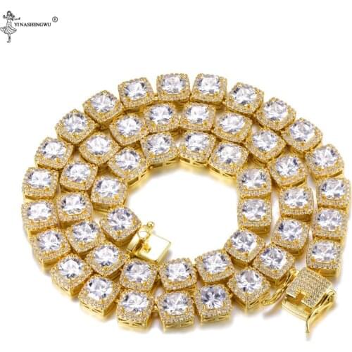 Hip Hop Bling 52 cm 10 mm Iced Out Cubic Zirconia Bracelet Necklace Geometric Square AAA CZ Stone Tennis Chain Men&Women Jewelry