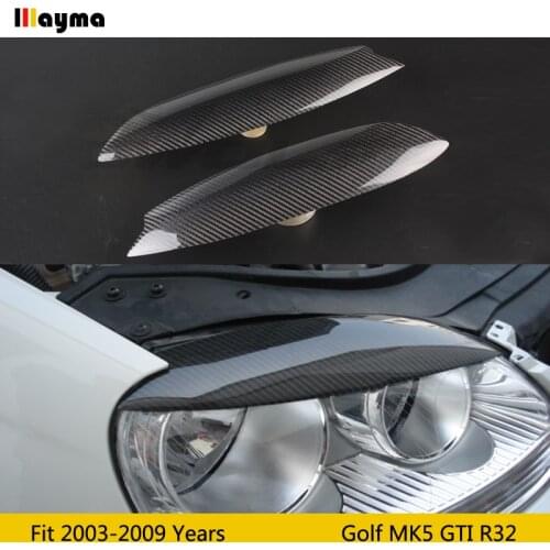 B Style Carbon Fiber Car Eyebrows For VW Golf 5 GTI R32 2003-2009 year Jetta Mk5 lamp eyelid front eyebrows 1pair