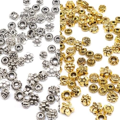 Bracelets Beads Jewelry Making Diy Mixed Size Small Loose Beads 100pcs Antique Silver color Tube Spacer Beads