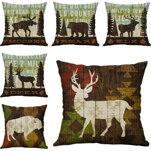 Cotton Linen Sofa pillow case Cover Deer bear animal patternCushion Deer Case Pillow 18'' Pillowcase Decorative Home