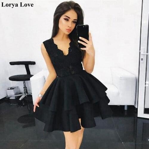 Black Cocktail Dresses 2020 Red Formal Party Short Prom Dresses Ruffles Mini Homecoming Vestidos De Gala Women Graduation Gowns
