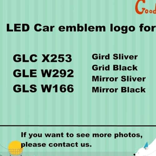For GLC GLE GLS X253 W292 X166 Car LED Emblem Replace Insignia Front Grille LED Lighting Logo Car Badge 4 Types Available