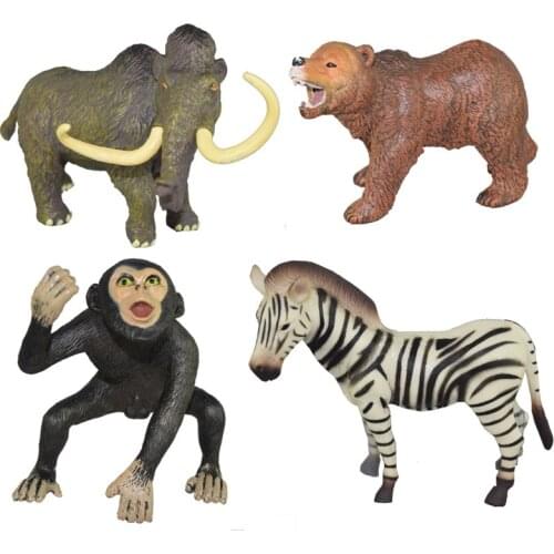 Action&Toys Figure Wild Zoo Animal PVC Zebra Monkey Mammoth Bear Animal World Series Model Toys Children Gift