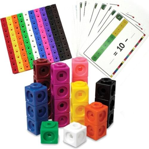 Baby Geometric Counting Cubes 10 Colors Graphics Math Link Cubes Snap Blocks Stacking Cube Building Kit Kids Early Education Toy