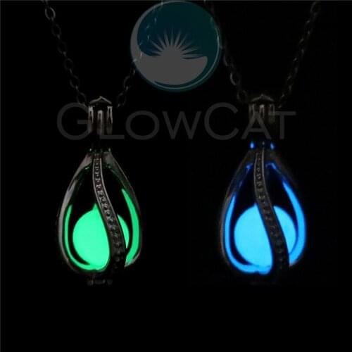 G643 Water Drop Luminous Locket Pendant Necklace Glowing in the Dark Tone Jewelry Necklace For Women Choker