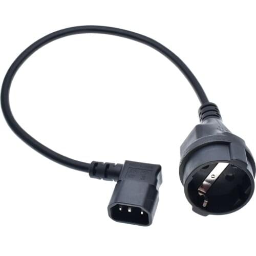 IEC320 C14 to CEE 7/7 Receptacle cable,C14 Right Angled to Schuko Socket Power cord,Euro Extension Power cord,45cm