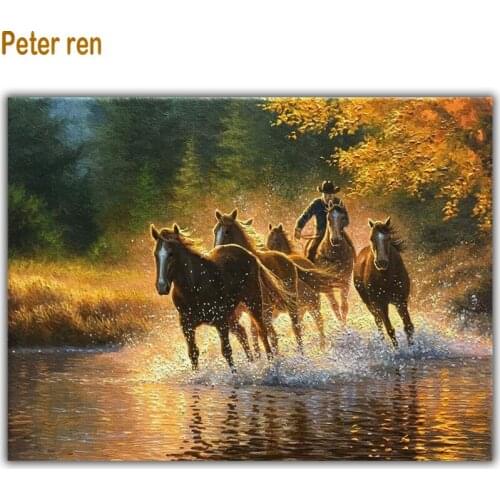 Peter ren Diy Diamond painting cross stitch portrait Square\Round mosaic icon Rhinestone Full embroidery Grazing horse of People