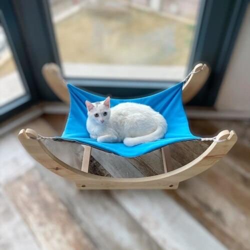 Kemique Blue Kate Wooden Cat Hammock, Cat Bed, Cat House