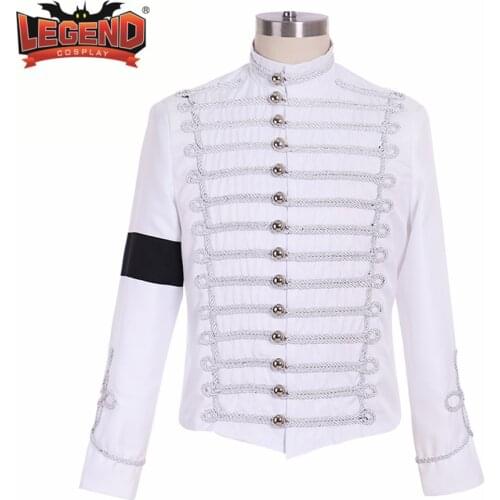 Michael Jackson Classic Handmade England Military White Jacket white military parade jacket top