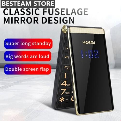 Classic Flip Mobile Phone YEEMI M2-C Dual Sim 5900mAh Elderly Cell Dual Display Big Key Big Sound GSM Gift Leather Bag Torch