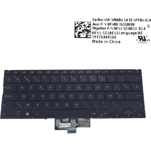 BE Belgium Belgian backlit keyboard for Asus ZenBook UX433 UX433FA UX433FN UX433FAC blue replacement keyboards 0KNB0-262GBE00