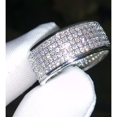 Choucong Round band ring 250Pcs 5A Zircon stone 10KT White Gold Filled Ring Set Sz 5-11 Free shipping
