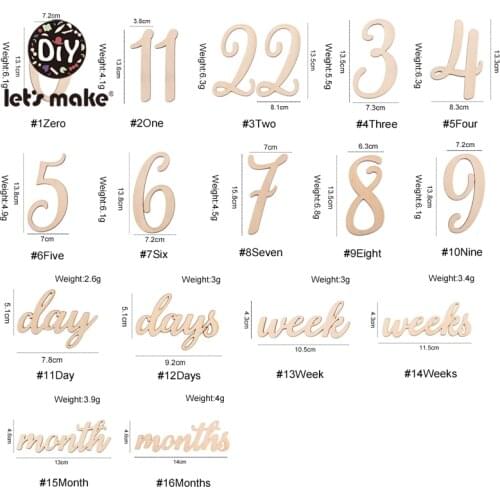 Lets Make 18PCS Log Block Letter Baby Milestone Newborn Birth Commemorate Wooden Chip Growth Baby Monthly Milestone Baby Gift